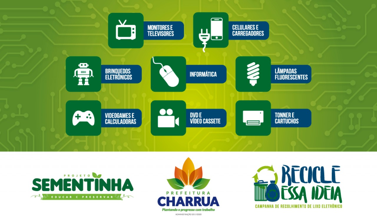Prefeitura de Charrua realiza campanha de recolhimento de lixo eletrônico e lâmpadas
