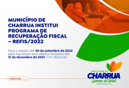 Município de Charrua institui Programa de Recuperação Fiscal – REFIS/2022