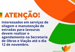 Comunicado aos interessados em serviços de silagem e manutenção de estradas para lavouras